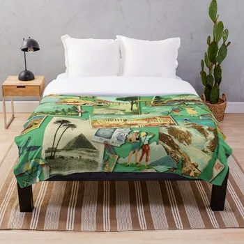 

The Wall Of Retro Postcards Vintage Mint Throw Blanket Soft Sherpa Blanket Bed Sheet Single Knee Blanket Office Nap Blanket