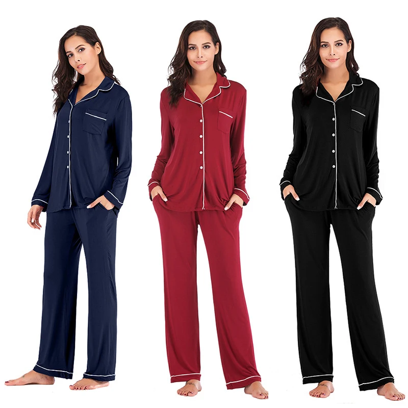 

Women's Pajamas Two-Piece Home Suit For Autumn Winter Thick Long-Sleeved Modal Cotton Pants Femme Plus Size Sleepwear Pijama
