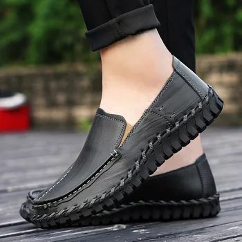 

Large Size 47 Summer Men Loafers Soft Leather Shoes Middle-aged Men Driver Casual Doug Slip-on Shoes Genuine Leather Cow Leather