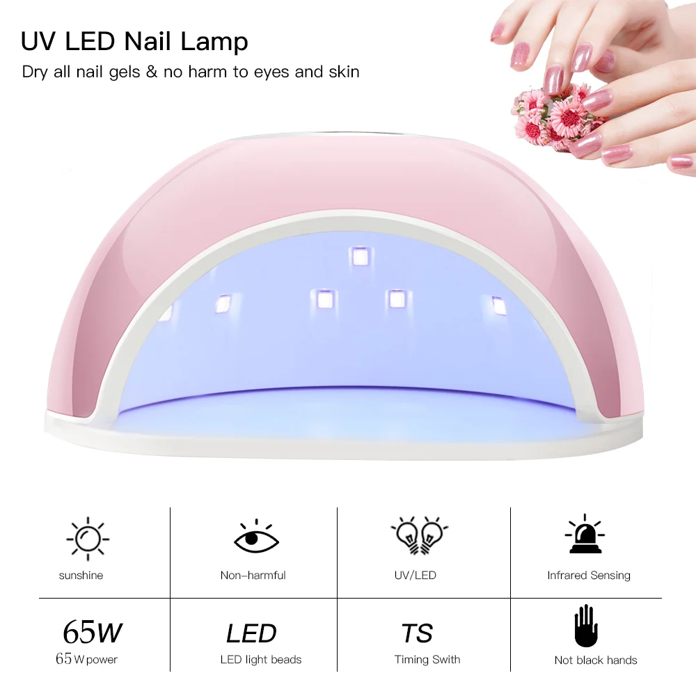 65W UV LED Nail Lamp with 33 Pcs Leds For Manicure Gel Nail Dryer Drying Nail Polish Lamp 30s/60s/99s Auto Sensor Manicure Tools