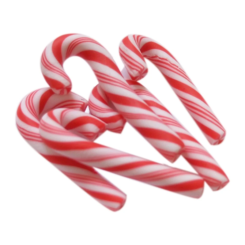 

50Pcs Red And White Handmade Christmas Candy Cane Kawaii Miniature Food Dollhouse Home Decor