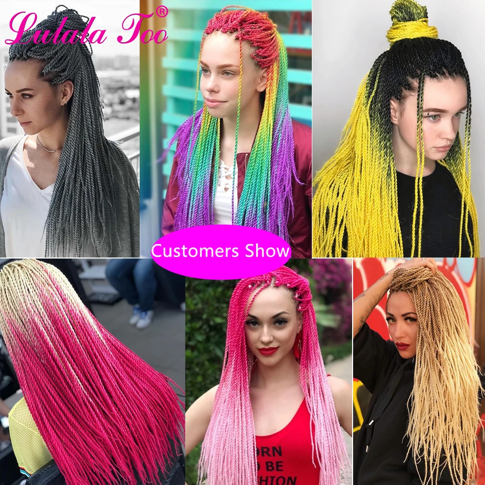 24inch Ombre Senegalese Twist Braiding Hair Crochet Braids 30 Roots/pack Synthetic Crochet Hair Extensions For Women Black Brown 6