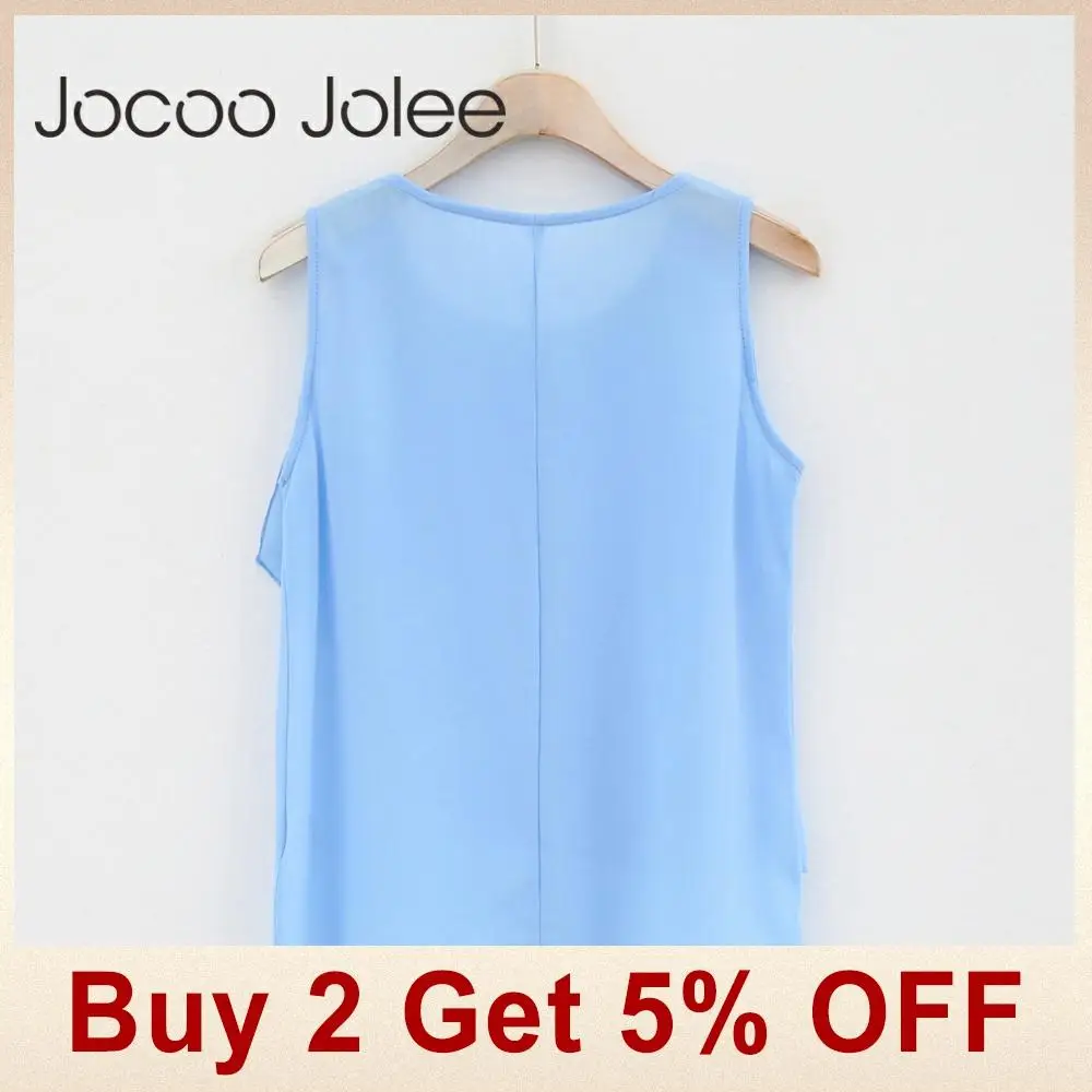 Jocoo Jolee, новинка весны, женские повседневные шифоновые топы, одноцветные офисные женские топы с передом, модный дизайн с оборками