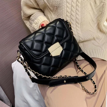 

Elegant Female Plaid Crossbody bag 2019 Fashion New Quality Leather Women's Designer Handbag Lock Chain Shoulder Messenger Bag