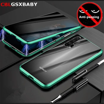

Magnetic Tempered Glass Privacy Metal Phone Case For Xiaomi Redmi Note7 Note7Pro Note 7 360 Magnet Antispyware Protective Case