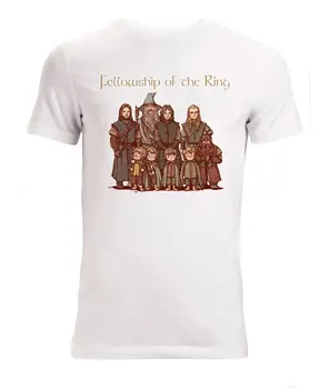 

2019 New Summer Men Hot Sale Fashion Lord Of The Rings Fellowship Of The Ring Characters Men'S T Shirt White Tee Shirt