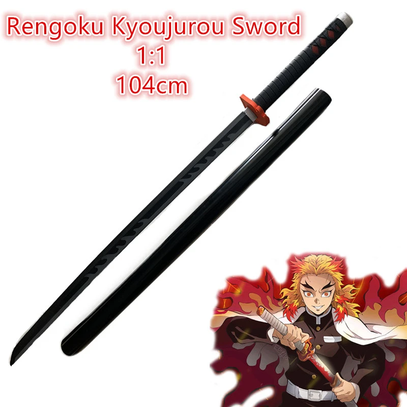 104cm Demon Slayer Sword Weapon Rengoku Kyoujurou Fire Sword Black Grey Sowrd Cosplay 1 1 Ninja Knife Pu Prop Anime Sword Toy Swords Aliexpress