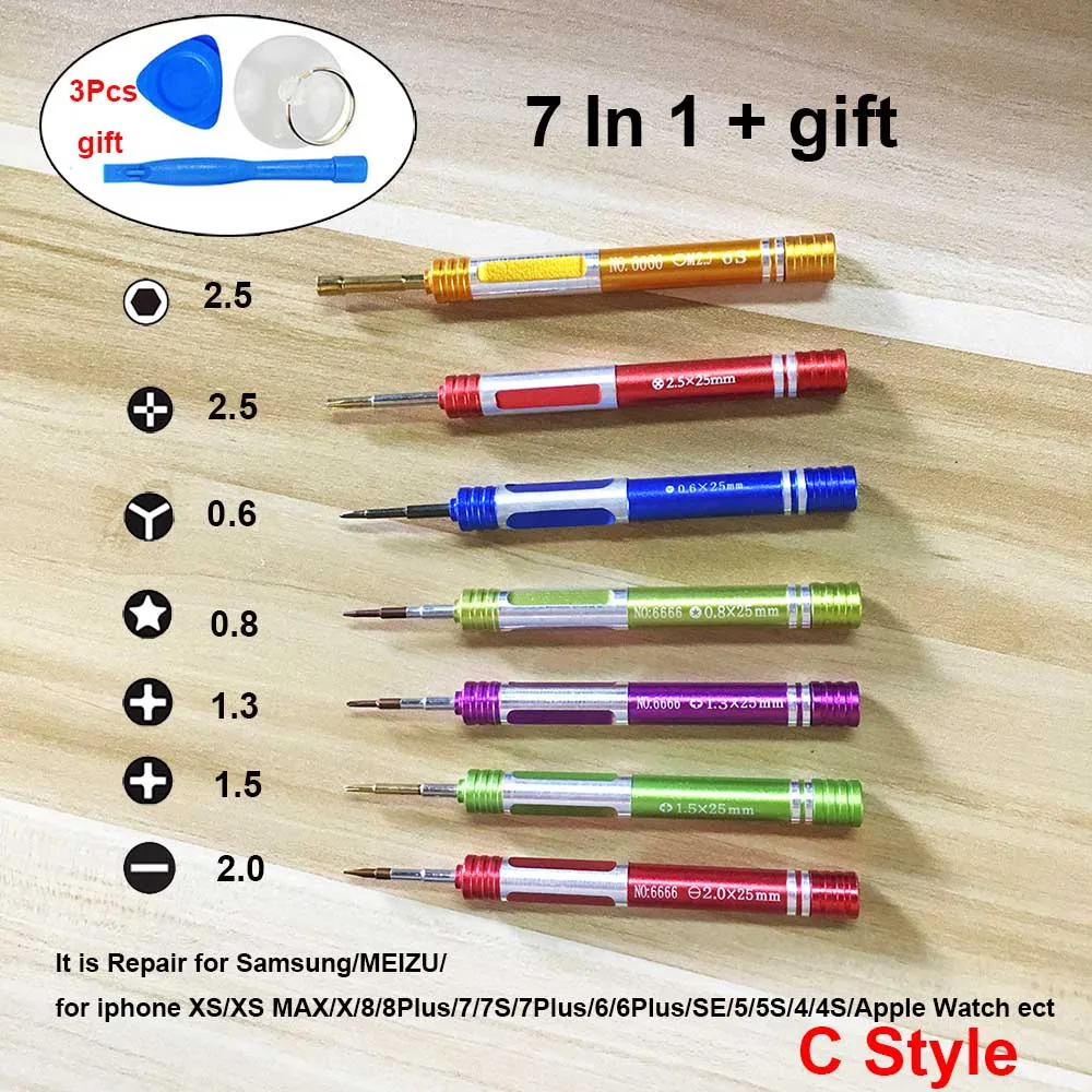 Tri-Wing» и «Y1.5 Y0.6 Phillips Torx Pentalobe отвертка Набор для iPhone7 6 X XS NS Nintendo Switch Joy-Con wii Macbook Air/Pro/5/7/12/18 шт - Цвет: No.6666-7Kit-C