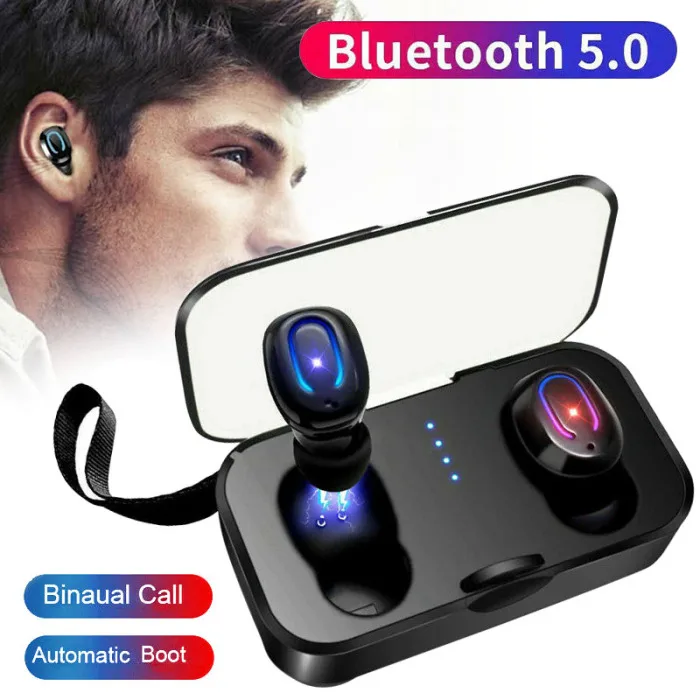 Беспроводные Bluetooth наушники, мини портативные наушники с шумоподавлением и зарядным устройством GV99