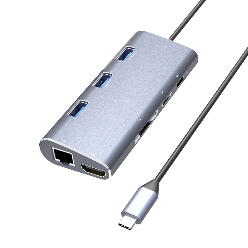 Концентратор USB Type C USB-C к HDMI 4K Gigabit Ethernet RJ45 USB 3,0 SD TF кардридер PD сплиттер адаптер для MacBook Air Pro