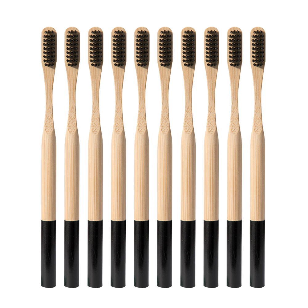 10-упаковка Экологичная бамбуковая зубная щетка мягкая щетина биоразлагаемая безпластиковая зубная щетка es цилиндрическая низкоуглеродистая бамбуковая щетка