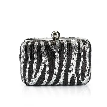 

Women's Zebra Pattern Sequin Evening Bag Banquet Clutch Bag Charm Women Chain Purse Elegant Cross Body Bag for Party Wedding