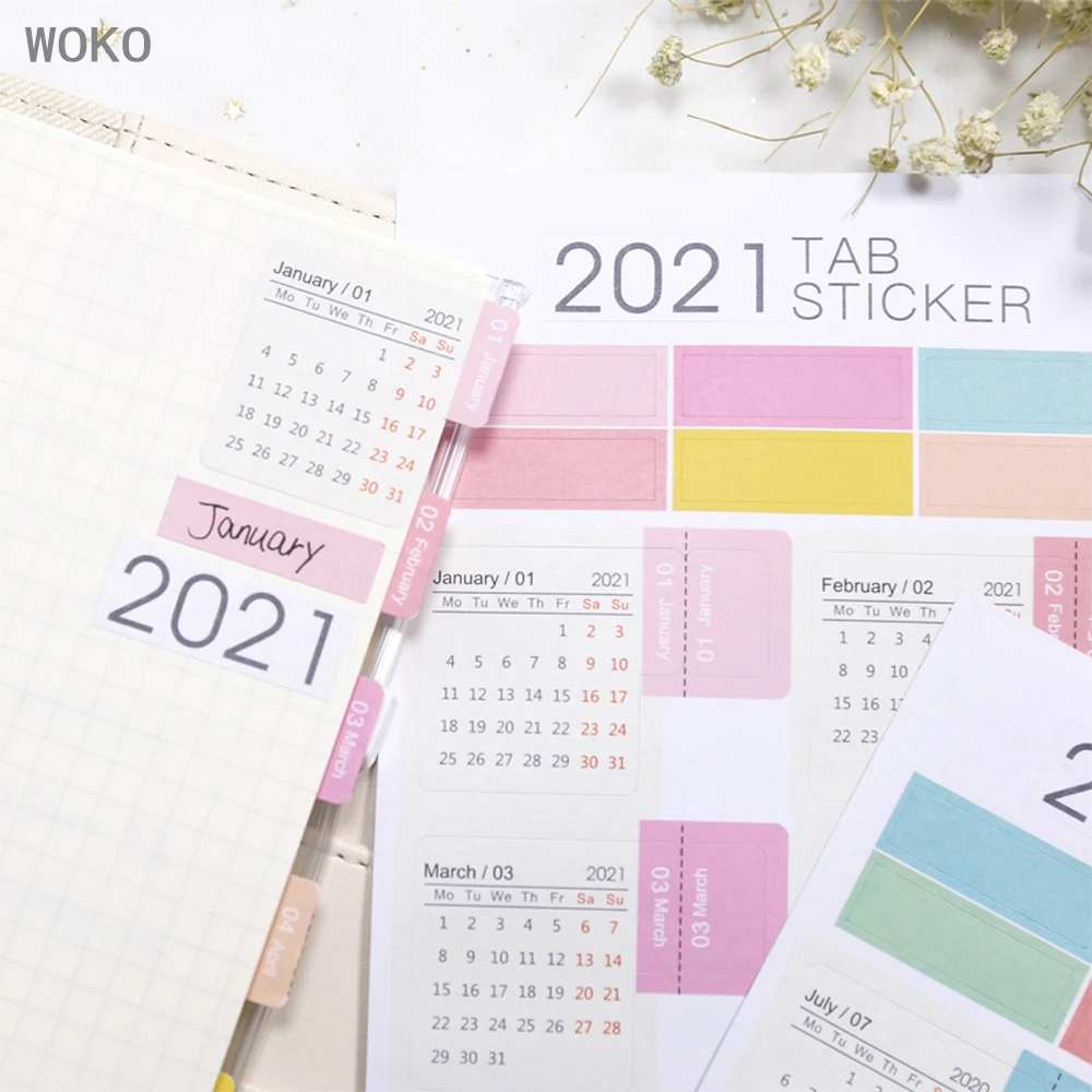 WOKO простой 2021 год мультфильм можно написать календарь индекс этикетка наклейка