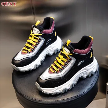 

Membrane-soled women's shoes 2020 new autumn thick-soled increased Genuine Leather shoes winter plus velvet running sports shoes