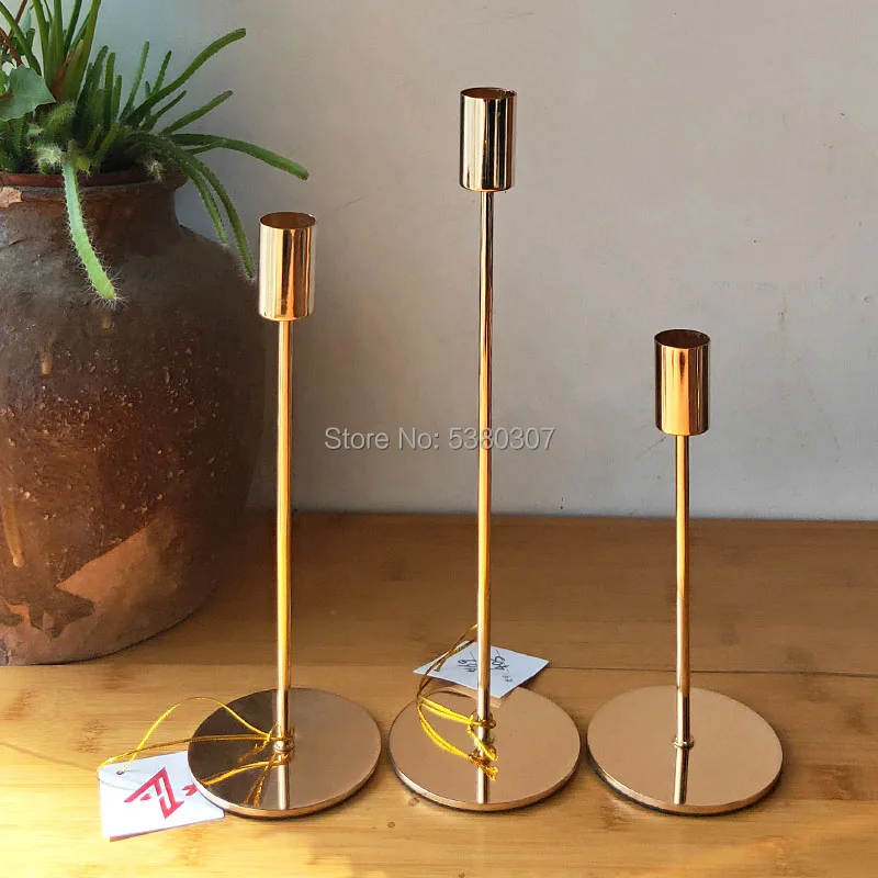 New-3Pcs/Set Chinese Style Metal Candle Holders Simple Golden Wedding Decoration Bar Party Living Room Decor Home Candlest | Дом и сад
