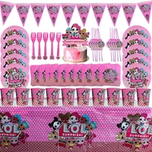 

72pcs/lot L O L Surprise Toys Party Decoration Disposable Tableware Set Cartoon Baby Shower Birthday Party Customize Background