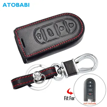 

Leather Car Key Case For Toyota Perodua Bezza Myvi Axia 4 Buttons Keychain Bag Smart Remote Fob Protector Cover Auto Accessories