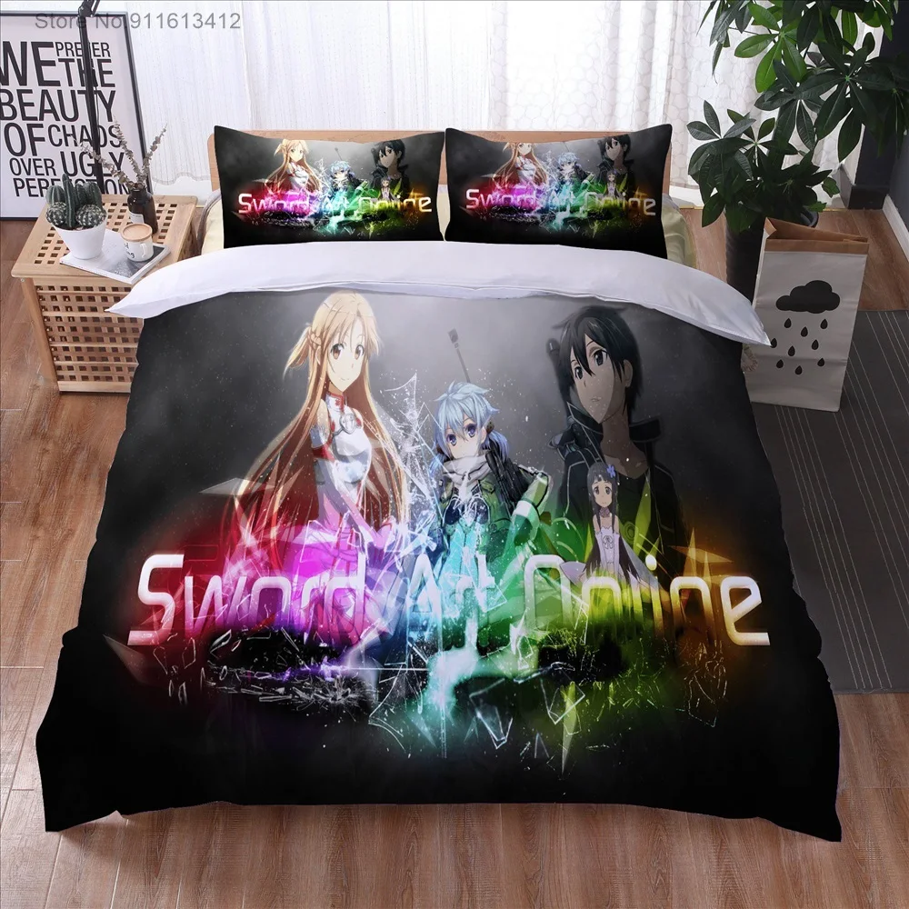 Anime Sword Art Online High Quality 3D Printed Pattern Duvet Cover with Pillow Cover Bedding Set Anime Bed Set Bedroom Luxury 