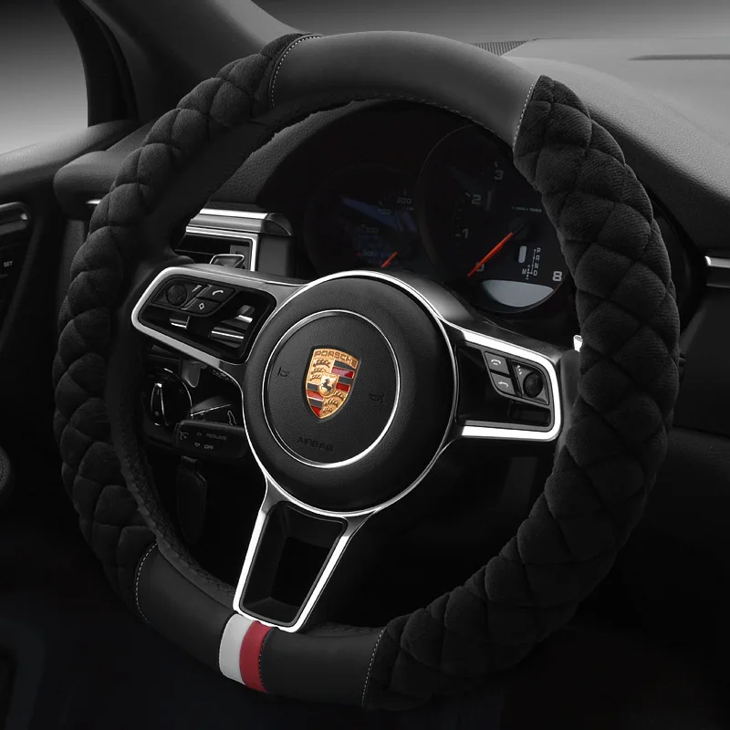 

Universal Car Steering Wheel Cover Fluffy Winter Soft Plush Steering Wheel Cover 15 Inches