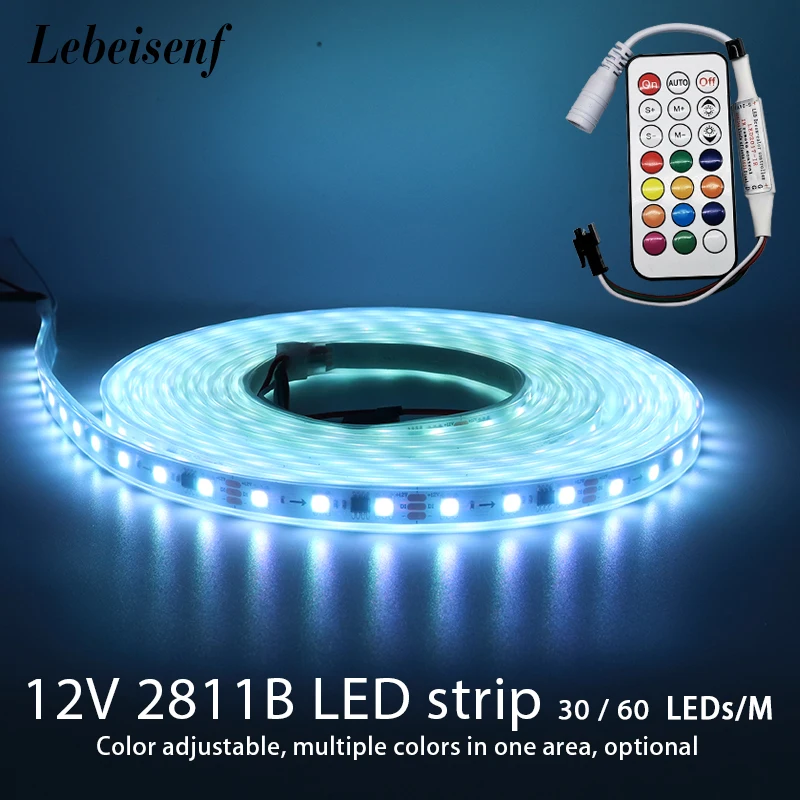 

Led strip light WS2811 RGB 5050 SMD addressable 30 60 LEDs external 1 IC control 3 Led pixel Led lights DC12V with controller