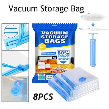 

11Pcs/set Thickened Vacuum Storage Bag For Cloth Compressed Bag with Hand Pump Reusable Blanket Clothes Quilt Organizer #N