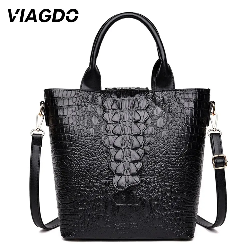

Tote Bag Shoulder Bag Casual Women Travel Beauty Female 3 Color Crocodile Pattern PU Leather Fashion Bags High Capacity
