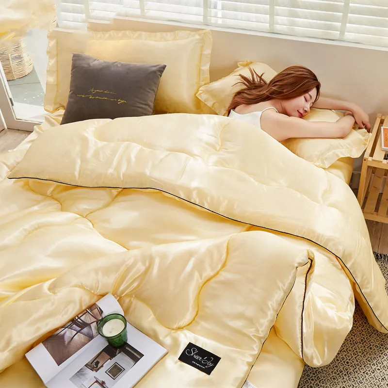 Washable summer ice silk air conditioning thin quilt adult kids home textiles queen king size