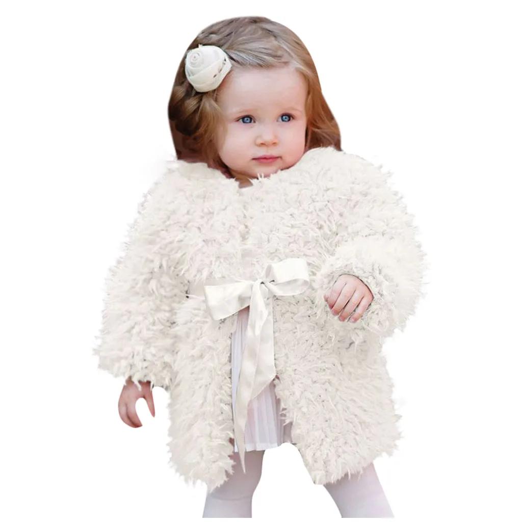 Пальто для малышей, куртки детское зимнее флисовое теплое пальто-кардиган с искусственным мехом для маленьких девочек верхняя одежда, топы, модная теплая зимняя одежда для девочек, M850
