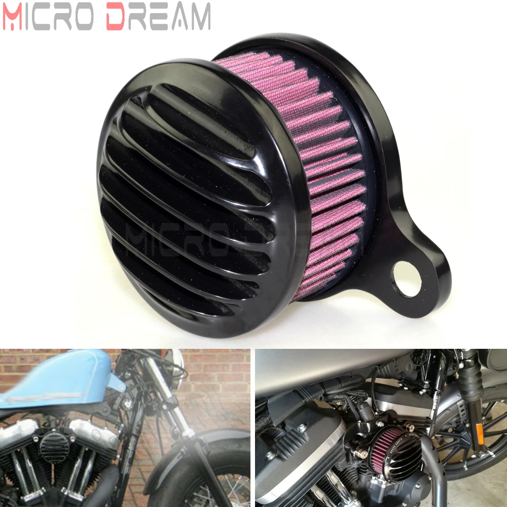 Black Motorcycle Air Cleaner Intake Filter System Aluminum For Harley Sportster 883 1200 XL1200 XL883 Iron 2004 - 2016 w/ Mount |
