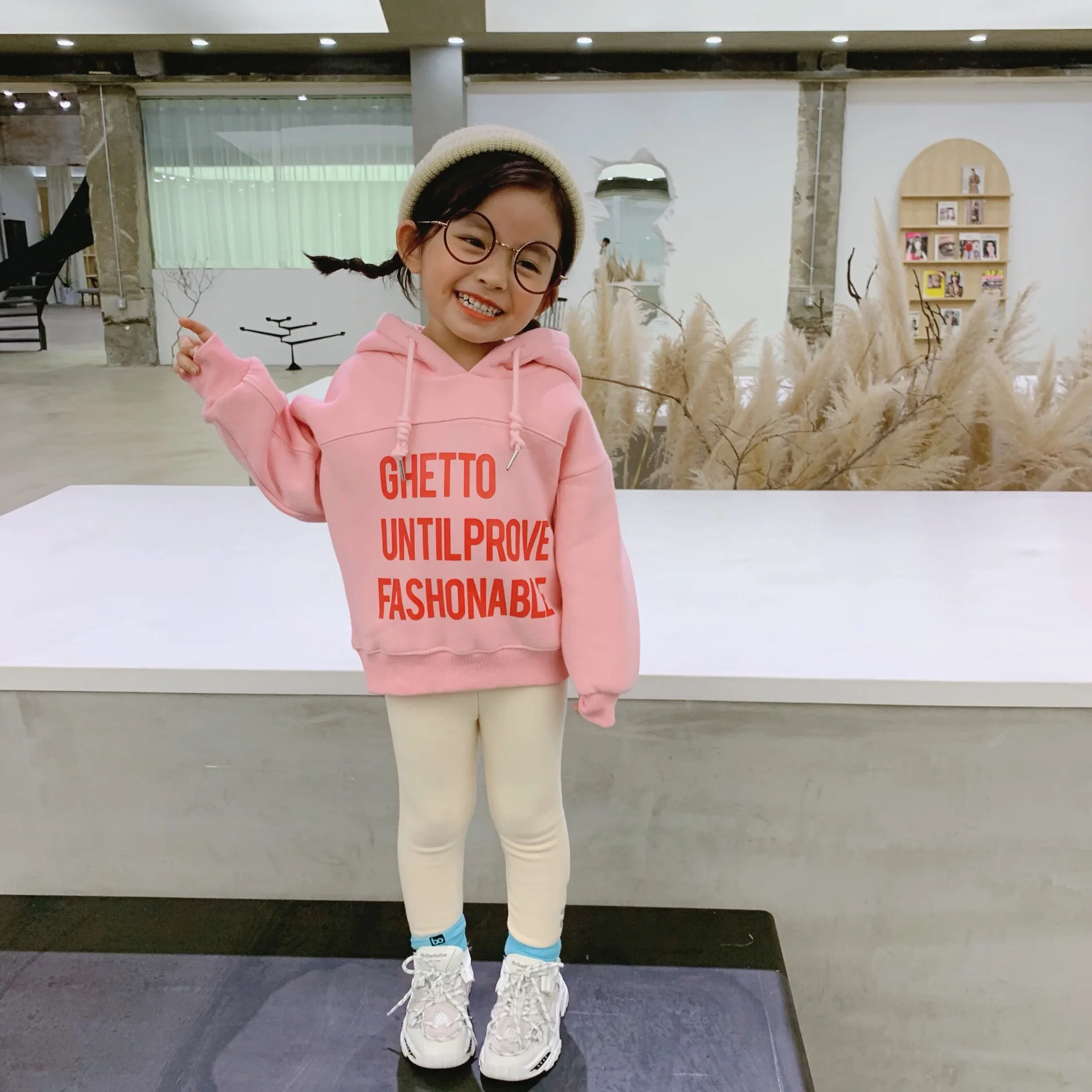 WLG girls winter thick pants kids cartoon black beige orange velvet pant baby girl warm casual all match trousers 2-6 years