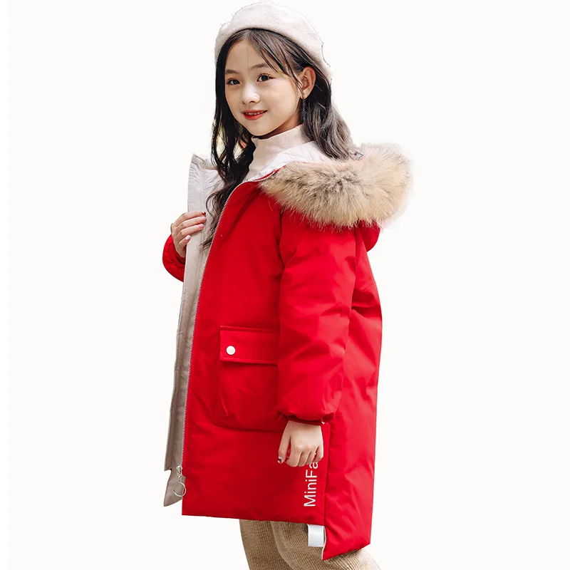 

Girls Winter Clothes 2019 New Foreign Style Version Of The Girl Down Jacket In The Big Thick White Duck Down In The Long Section