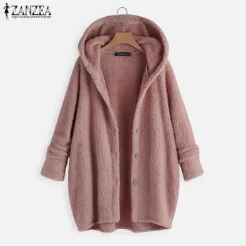 

ZANZEA Hoody Jackets Cardigan Hoodies 2020 Women Thin Coats Solid Color Button Long Sleeve Loose Outerwear Jumper Plus Size 5XL