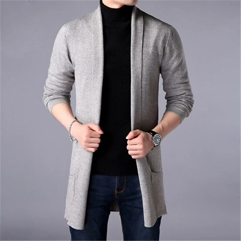 

Sweater Coats Men New Fashion 2020 Autumn Men's Slim Long Solid Color Knitted Jacket Fashion Men's Casual Sweater Cardigan Coats