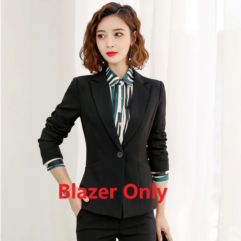 Blazer Only Высококачественный деловой женский черный Блейзер, женский пиджак с длинными рукавами, рабочие костюмы, деловая одежда, брючные костюмы - Цвет: Blazer Only