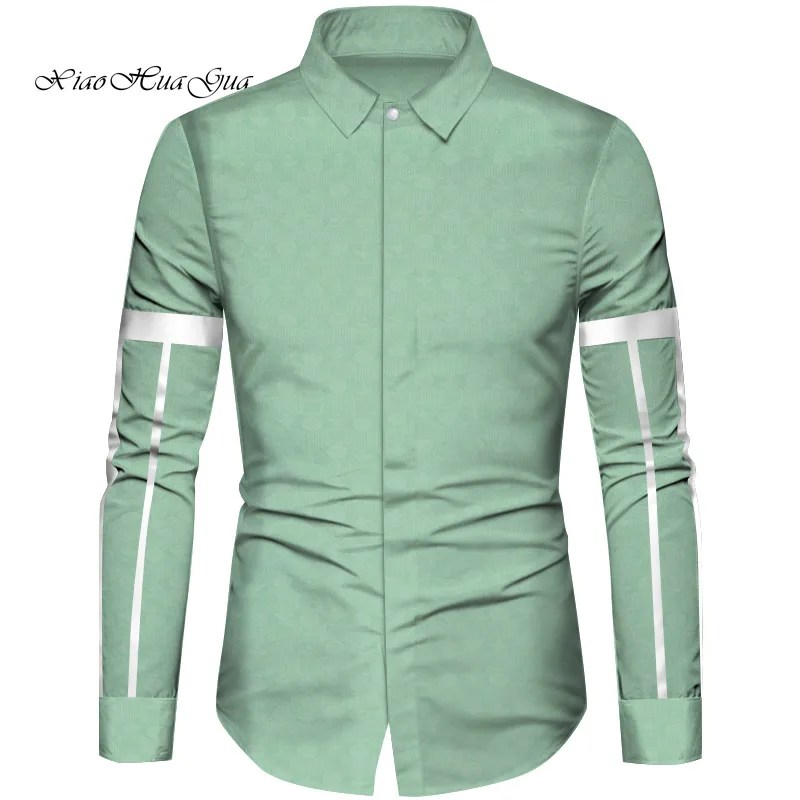 13 African Clothes Men Top Shirts Bazin Riche African Men Clothes Cotton Print Patchwork Formal Shirts Traditional African WYN832 - Цвет: 13