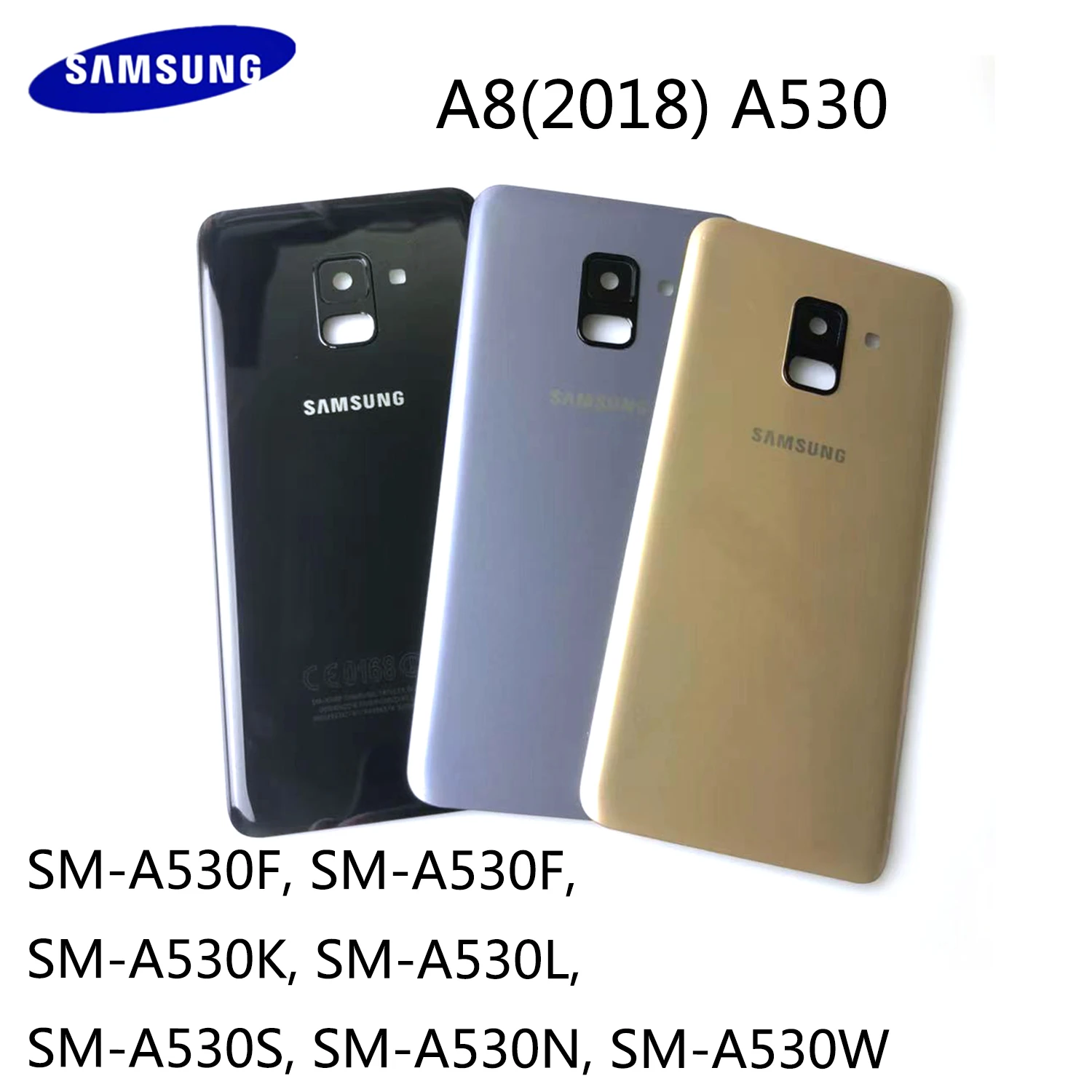 For Samsung Galaxy A8 2018 A530 SM-A530F A530F A530DS Housing Battery Case Glass Back Cover Camera Lens Replacement + Sticker mobile phone frame