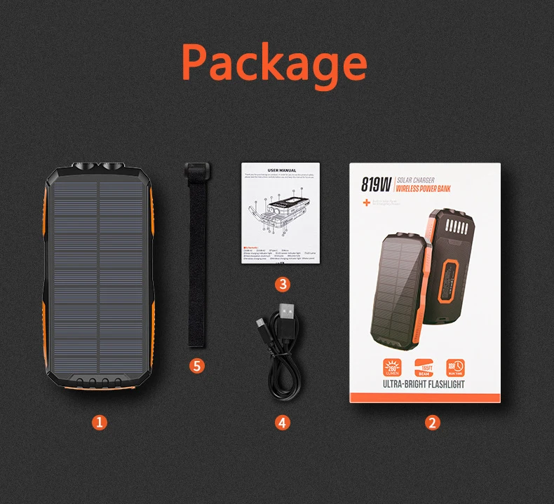 25000mAh Wireless Solar Power Bank for iPhone 12 Samsung S21 Xiaomi Poverbank Portable External Battery Fast Charger Powerbank magnetic wireless power bank