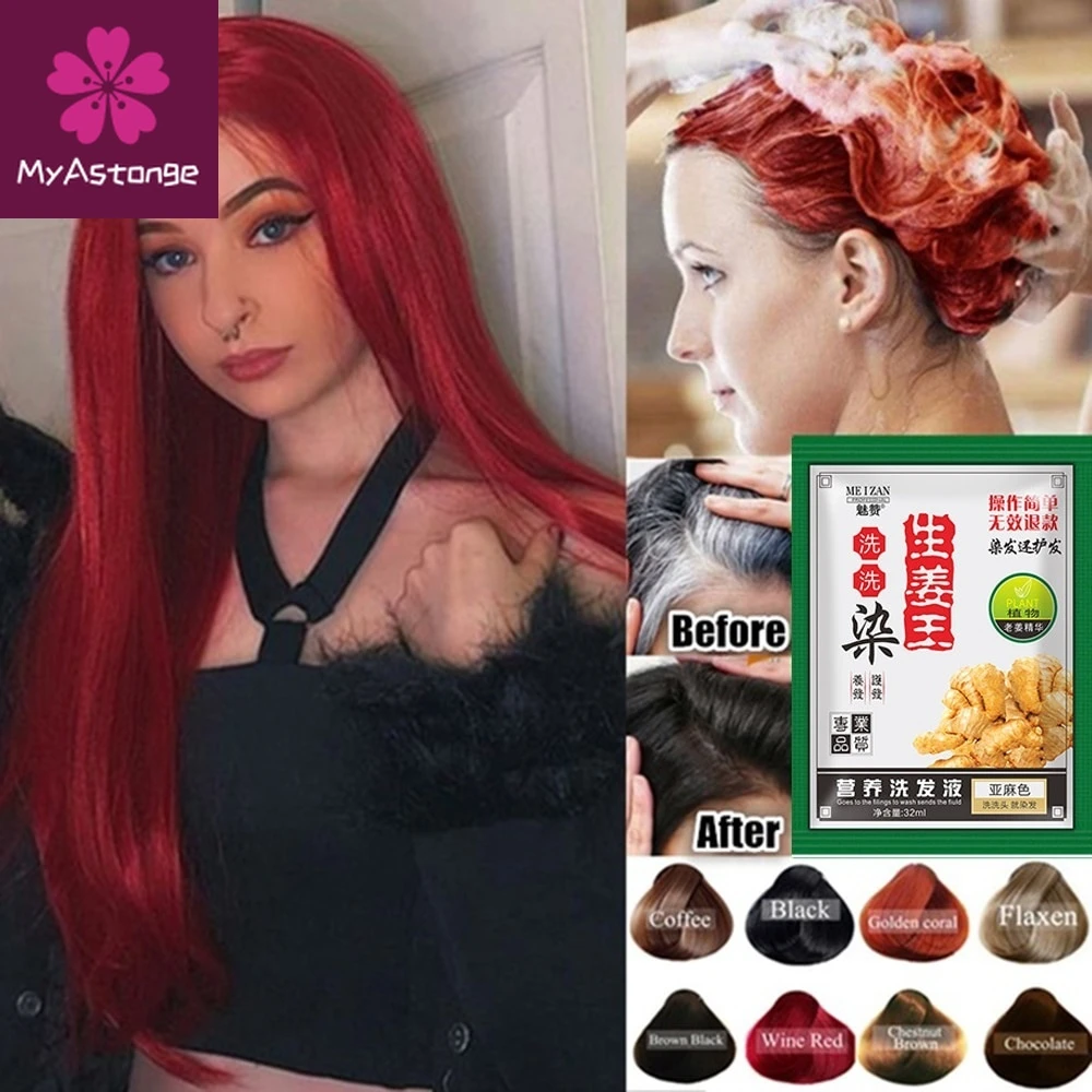 1 Pcs Fashion Mild Formula 5 Minutues Instant Hair Dye Ginger Extracts  White Hair Into Black Hair Shampoo Easy To Use Hair Care - Hair Color -  AliExpress