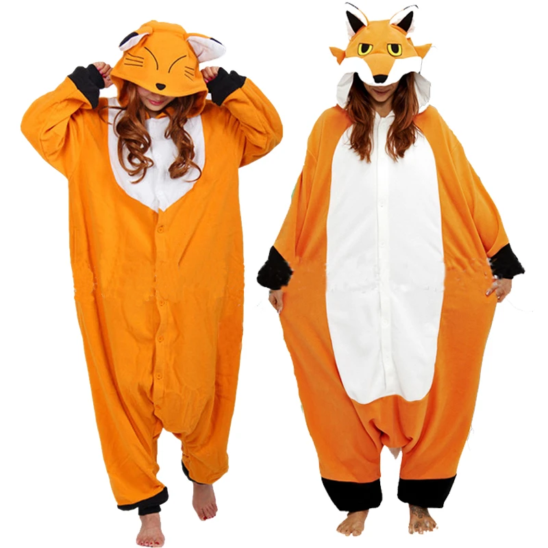 2 Styles Orange Fox Kigurumi Animal Adult Onesie Women Pajamas Deguisement Party Cosplay Sleepwear Lazines Halloween Costume One Aliexpress