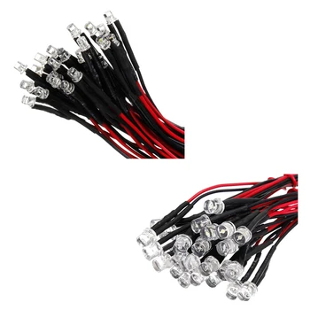 

20CM 12V Wired For Light Emitting Diode Wiring LED Lot Size: 5mm Flat Top Color:white QTY:20Pcs