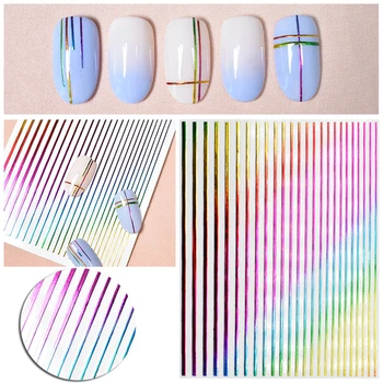 

Rainbow Line Adhesive Decals Nail Art Newest 3D DIY Platinum Gradient Decoration Nail Colorful Stickers