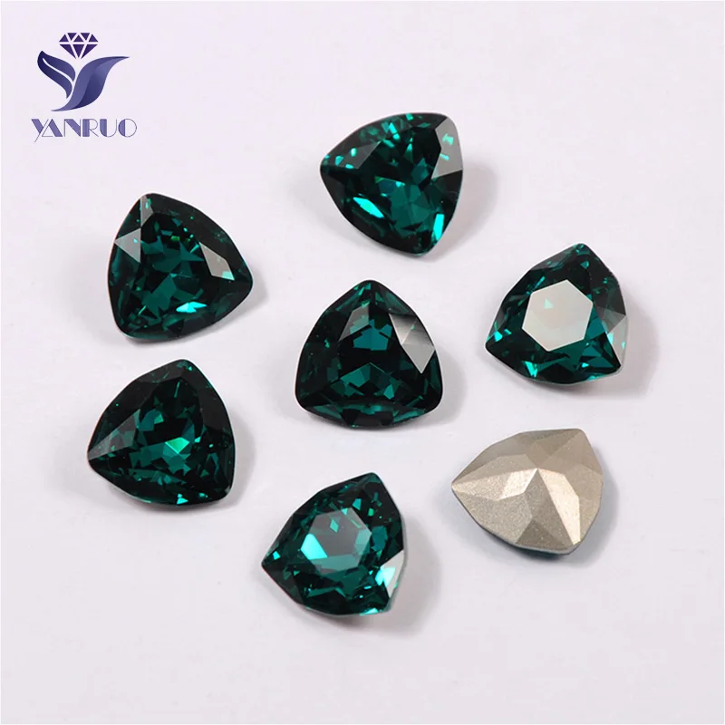 Blue Zircon Yanruo 4706 Trilliant Стеклянные Камни DIY Strass острый задний кристалл для нашивки Стразы все для шитья аксессуары - Цвет: Blue Zircon