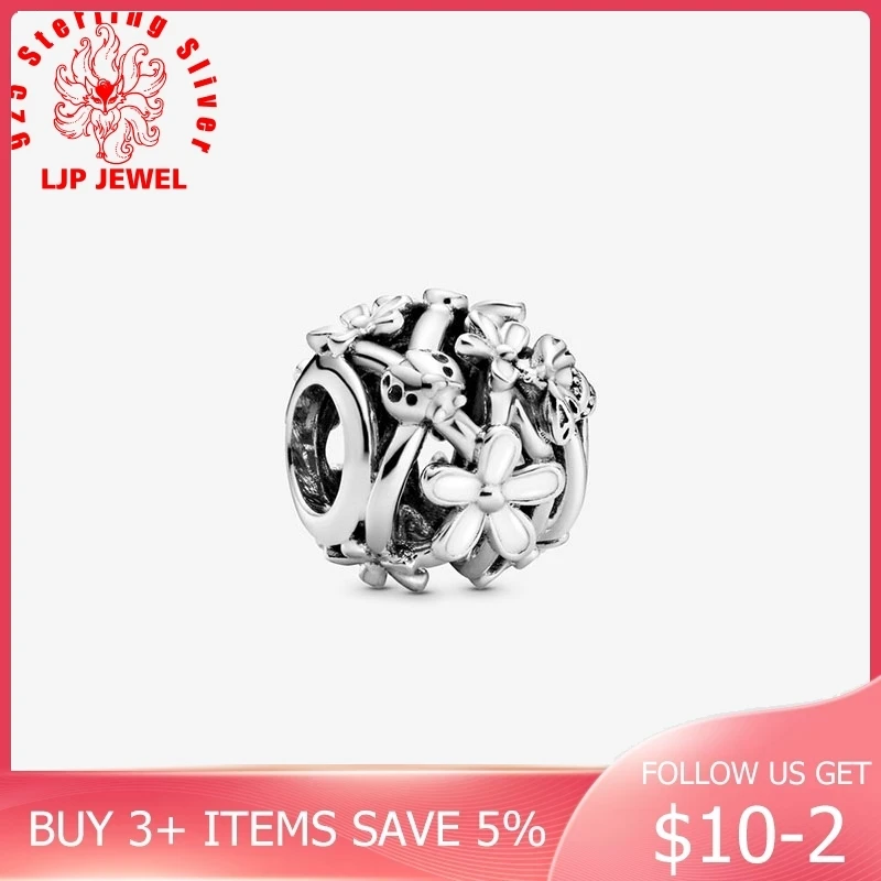 2020 Spring Real Beads Openwork White Daisy Flower Charms fit Original Pandora Bracelets Women DIY Jewelry | Украшения и