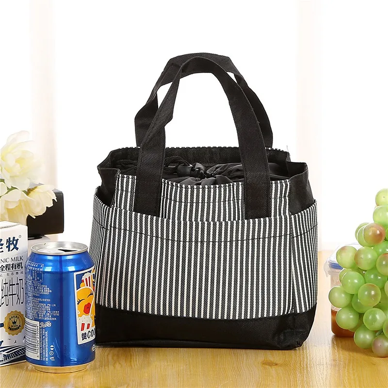 New Oxford Lunch Bags Drawstring Baby Bottle Thermal Bag Striped Students Kids Food Insulation Bags Home Picnic Tote Thermo