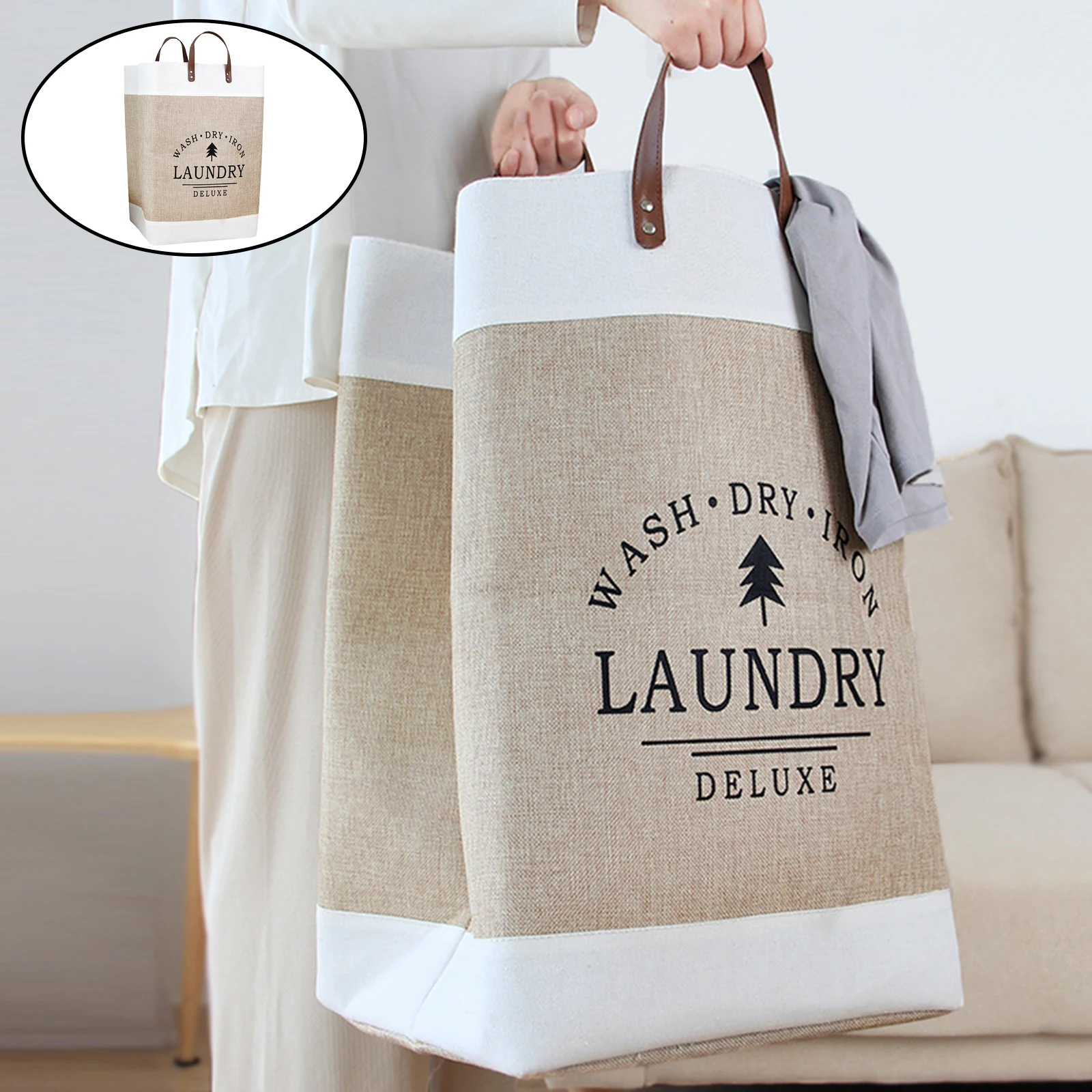 Waterproof Collapsible Laundry Hamper Dirty Clothes Freestanding Laundry Basket Foldable Storage Bin Sundries Sorter Basket
