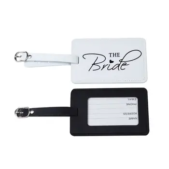

THINKTHENDO Bride Groom PU leather Travel Luggage Tags Wedding Bridal Gift Cute Suitcase Tag 7 x 11cm