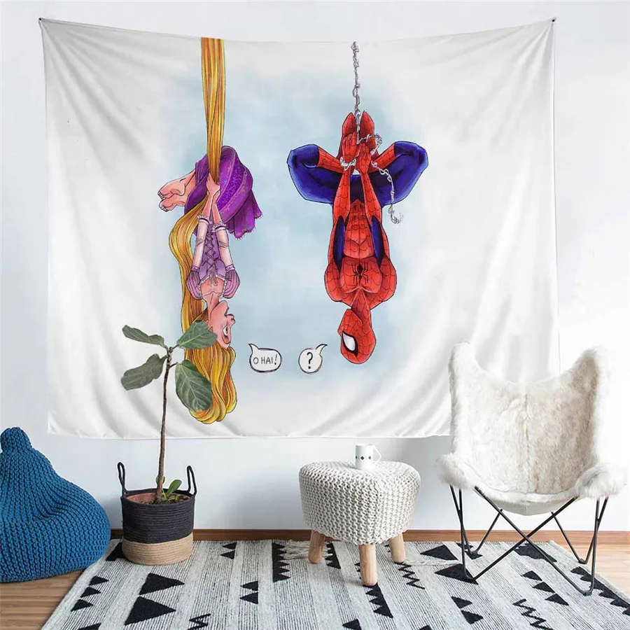 

HELENGILI Home Furnishing Funny Cartoon Character Tapestry Wall Hanging Sandy Beach Picnic Throw Rug Camping Tent Sleeping Pad
