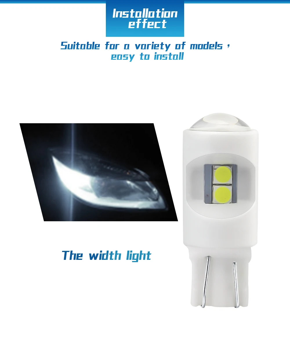 DXZ 2 шт. T10 Керамика 6 лампа с линзой белый W5W 3030 светодиодный светильник для Авто 12V 6 ватт машинные внешний светильник Ширина светильник s светодиодные лампы для автомобиля