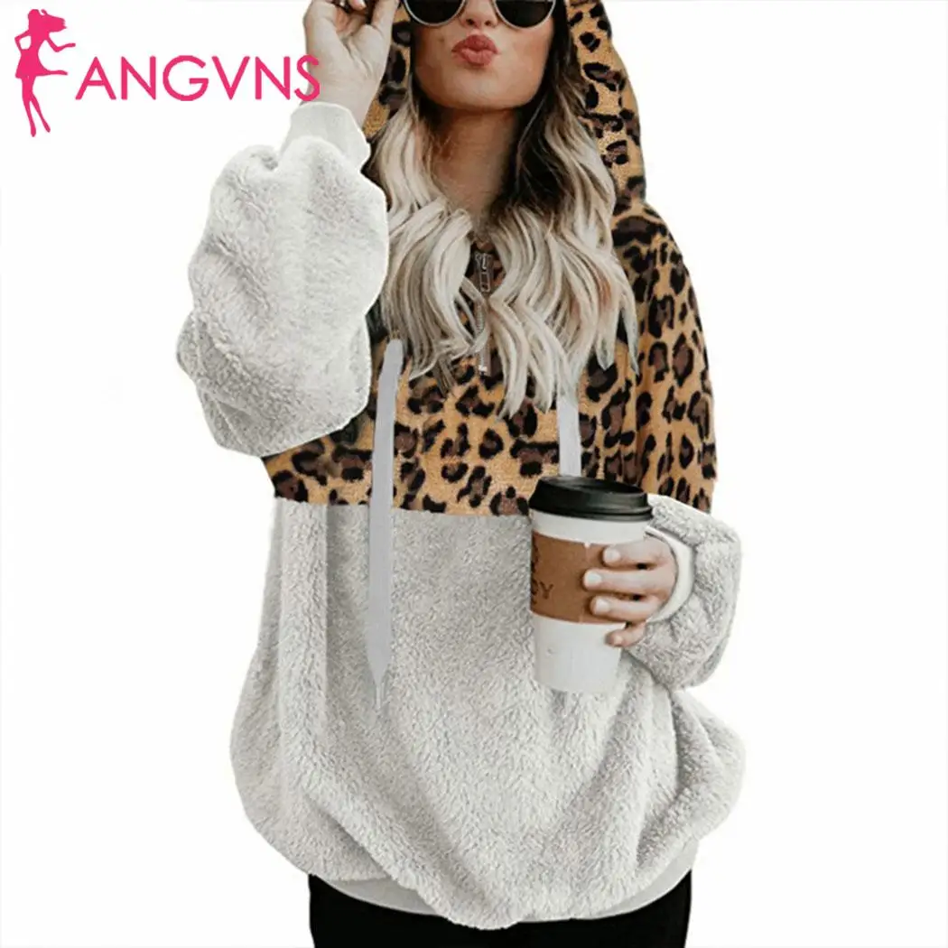 New Fashion Women Casual Patchwork Leopard Hips Length Drawstring Hoodie Pocket Patchwork, Pullover, Loose, New Fashion Women Casual Patchwork Leopard Hips Length Drawstring Hoodie Pocket Patchwork, Pullover, Loose,