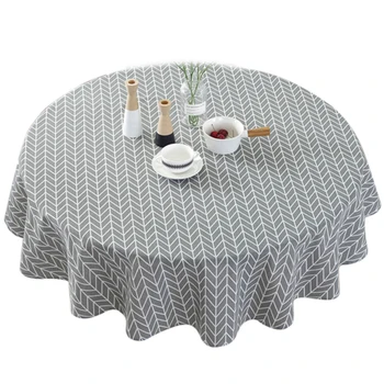 

Banquet Birthday Party Printing Garden Home Hotel Table Cloth Round Design Machine Washable Protective Dining Room Celebration